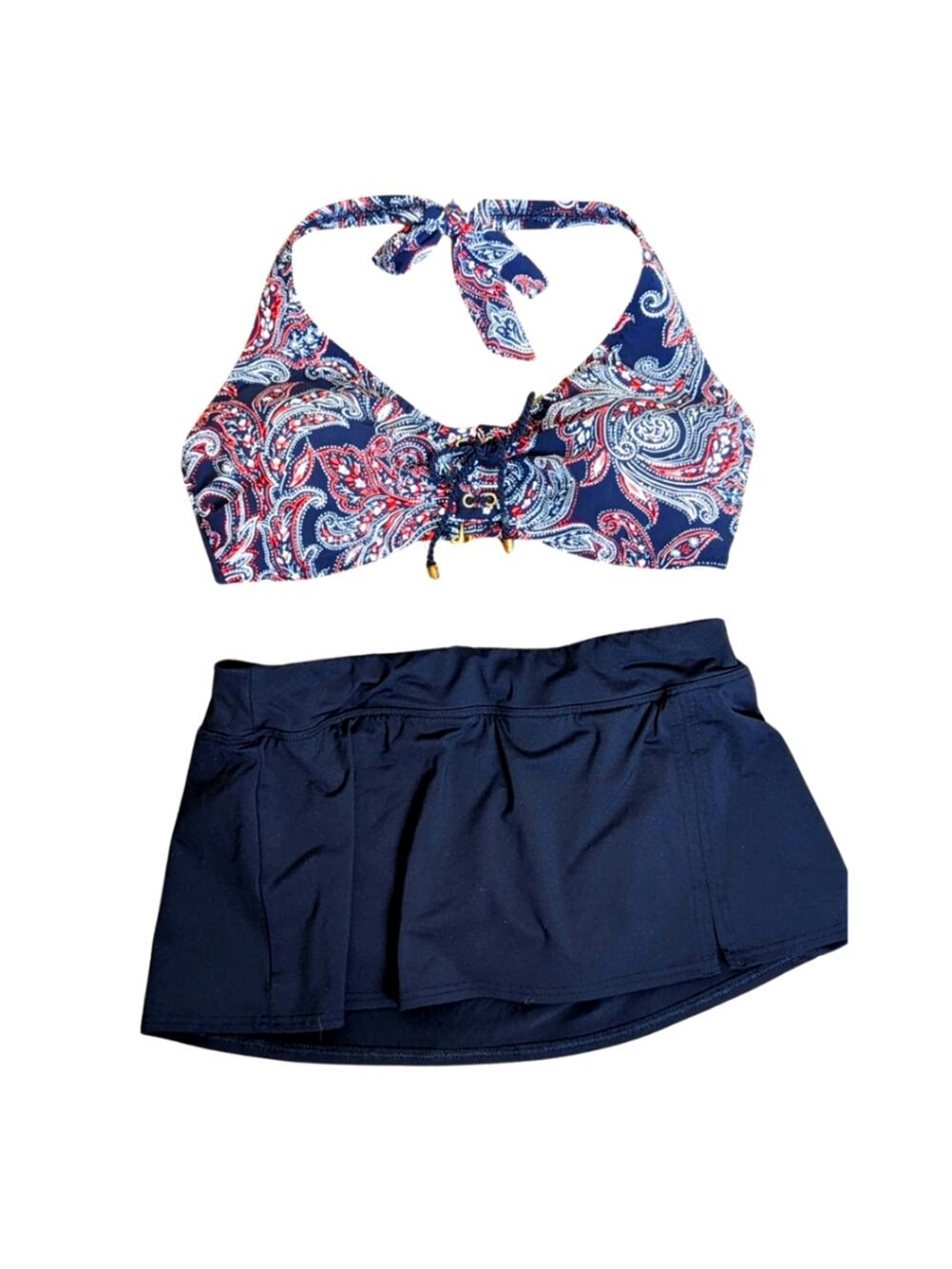 Lands' End Two Piece Bathing Suit *Bikini Top Size 10 Skirt Bottom Size 6